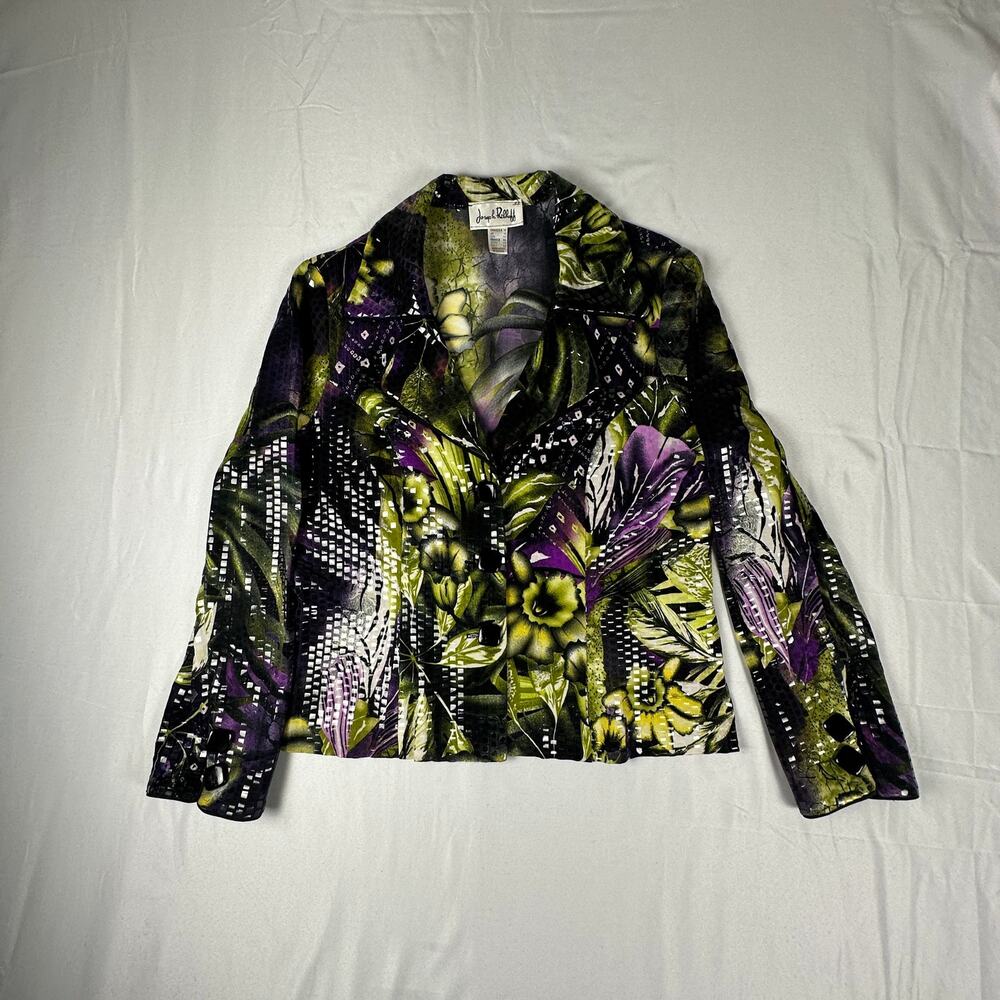 Vintage Joseph Ribkoff Purple & Green Floral Blazer Sz 12